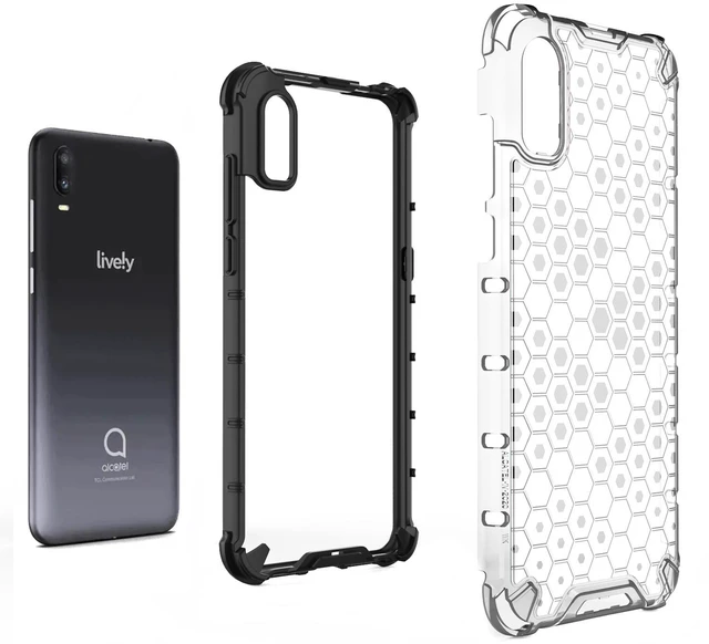 Alt view image 4 of 7 - Frosted Clear Honeycomb Hybrid Case Cover for Lively Jitterbug Smart 3 Phone