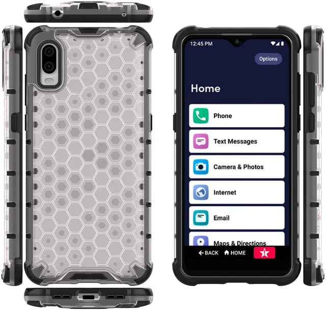 Alt view image 5 of 7 - Frosted Clear Honeycomb Hybrid Case Cover for Lively Jitterbug Smart 3 Phone