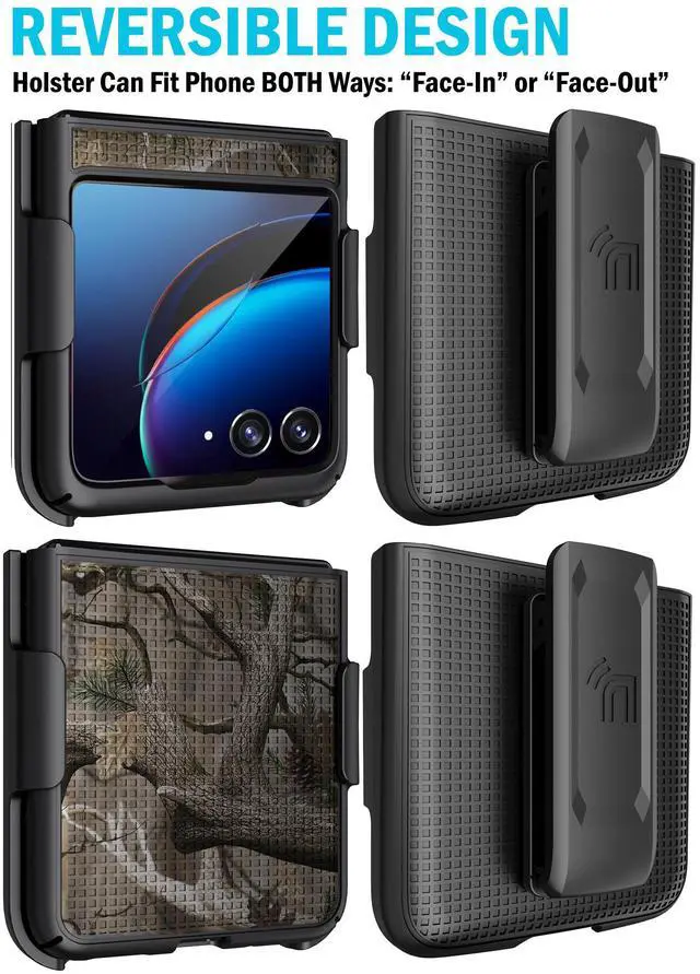 Alt view image 4 of 7 - Camo Tree Real Woods Case and Belt Clip for Motorola RAZR Plus (2023) RAZR+