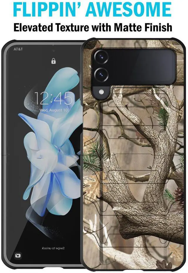 Alt view image 2 of 7 - Rugged Case and Belt Clip Holster for Galaxy Z Flip 4 5G - Outdoor Camo Tree