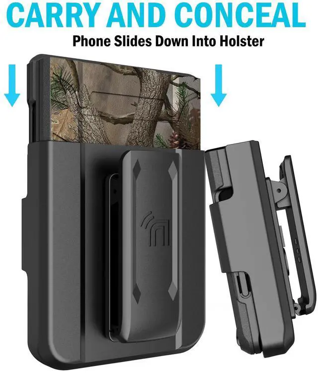 Alt view image 4 of 7 - Rugged Case and Belt Clip Holster for Galaxy Z Flip 4 5G - Outdoor Camo Tree