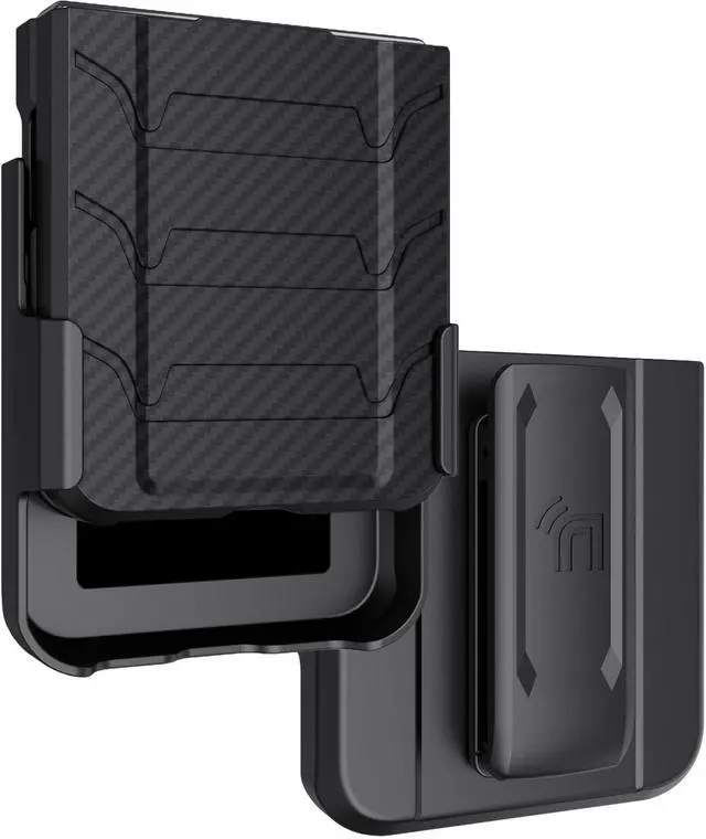 Main image of Rugged Case and Belt Clip Holster for Galaxy Z Flip 5 5G - Carbon Fiber Design