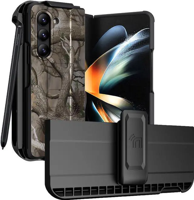 Main image of Rugged Case Holster Belt Clip for Samsung Galaxy Z Fold 5 - Outdoor Camo Tree