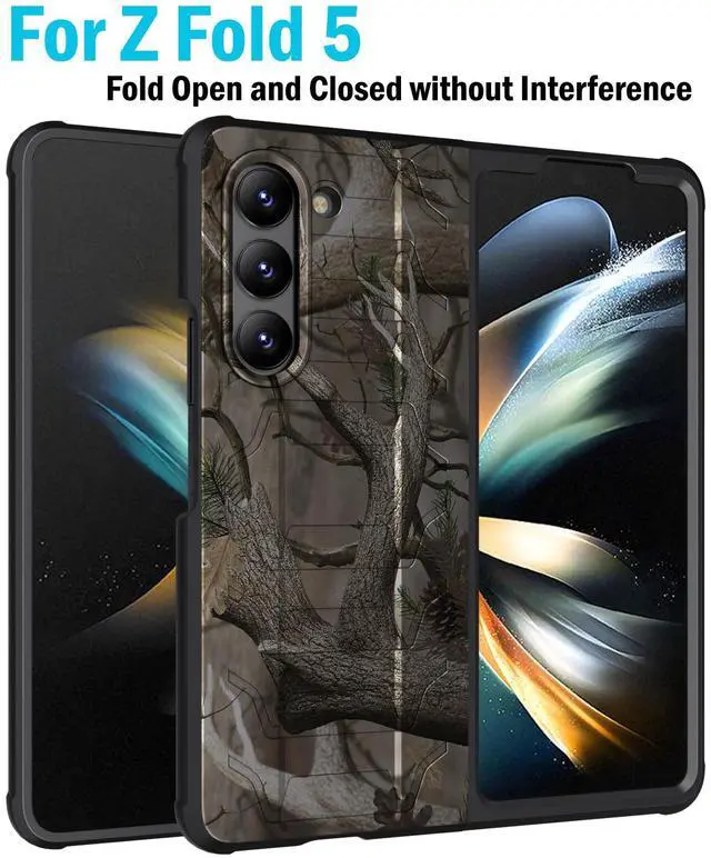 Alt view image 3 of 7 - Rugged Case Holster Belt Clip for Samsung Galaxy Z Fold 5 - Outdoor Camo Tree