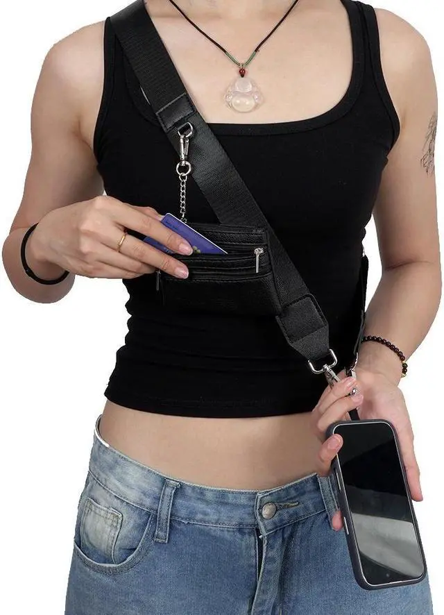 Alt view image 2 of 7 - Universal Crossbody Phone Strap for Case with Zipper Pouch - Beige