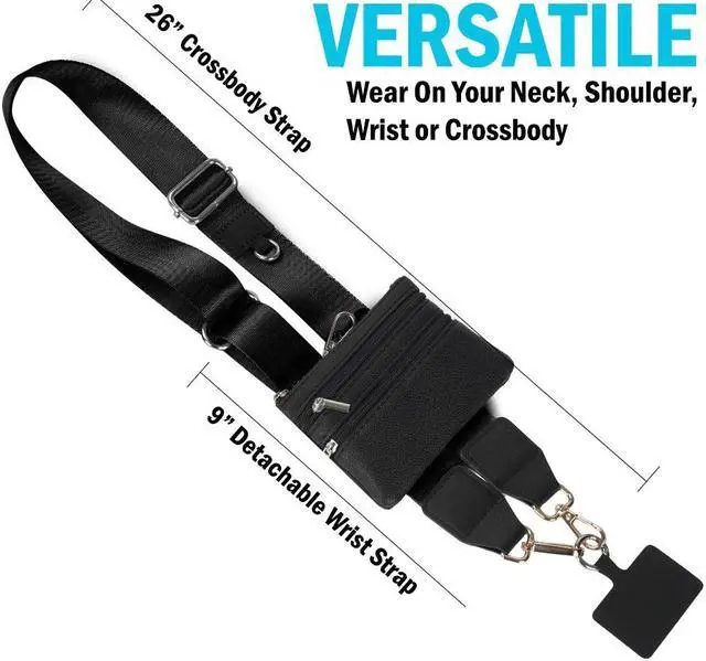 Alt view image 3 of 7 - Universal Crossbody Phone Strap for Case with Zipper Pouch - Beige