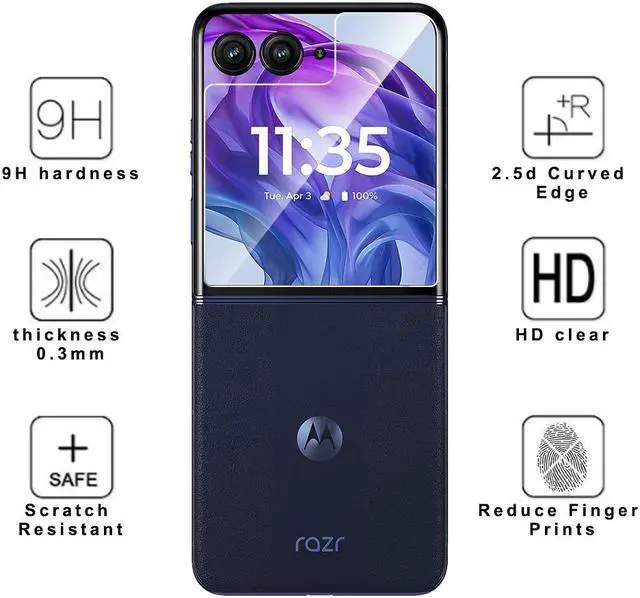 Alt view image 4 of 7 - 2X Tempered Glass Screen Protector for Motorola RAZR+ 2024/2025, RAZR ULTRA 2025