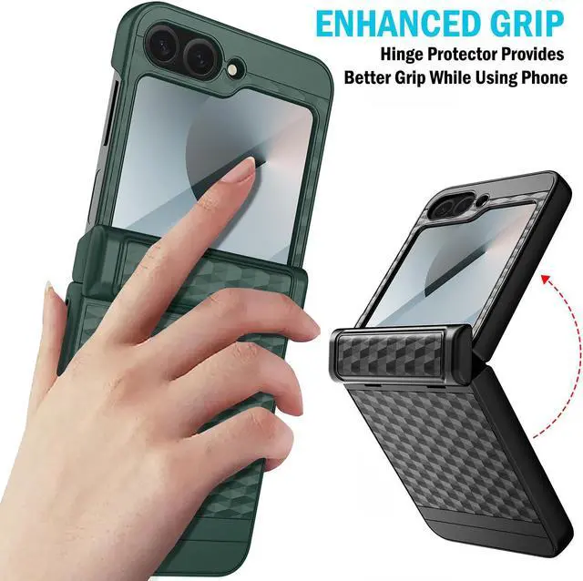 Alt view image 4 of 7 - Case for Galaxy Z Flip 7 FE & Z Flip 6 - Hinge/Screen Protection - Pine Green