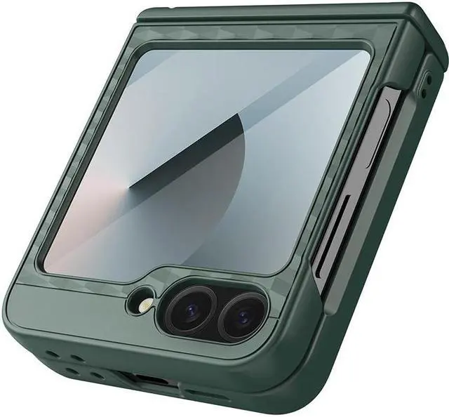 Alt view image 2 of 7 - Case for Galaxy Z Flip 7 FE & Z Flip 6 - Hinge/Screen Protection - Pine Green