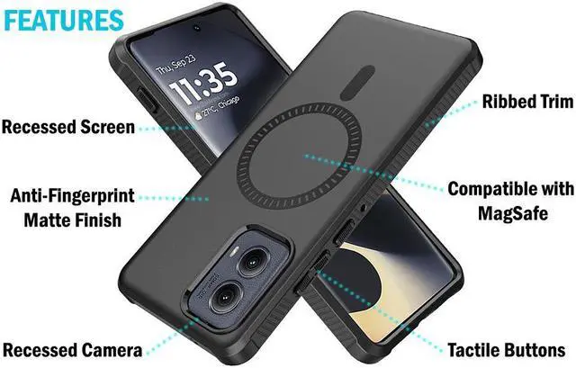 Alt view image 7 of 7 - Case for Motorola Edge 2024 Phone - Matte Black (Compatible with MagSafe)