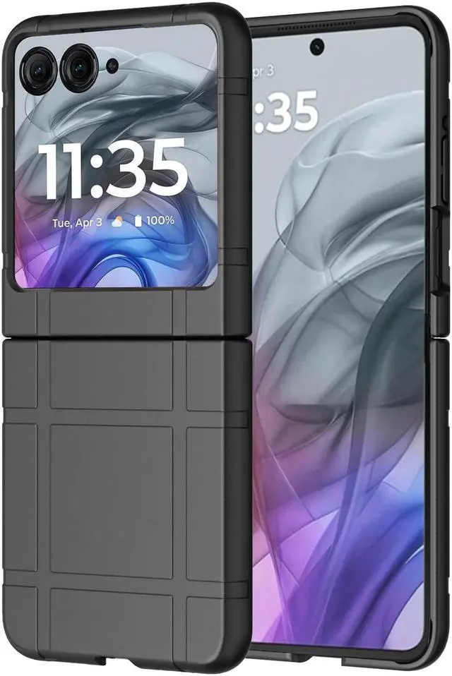 Alt view image 2 of 7 - Textured Hard Case Slim Cover for Motorola RAZR 2024/2025 Flip Phone - Black