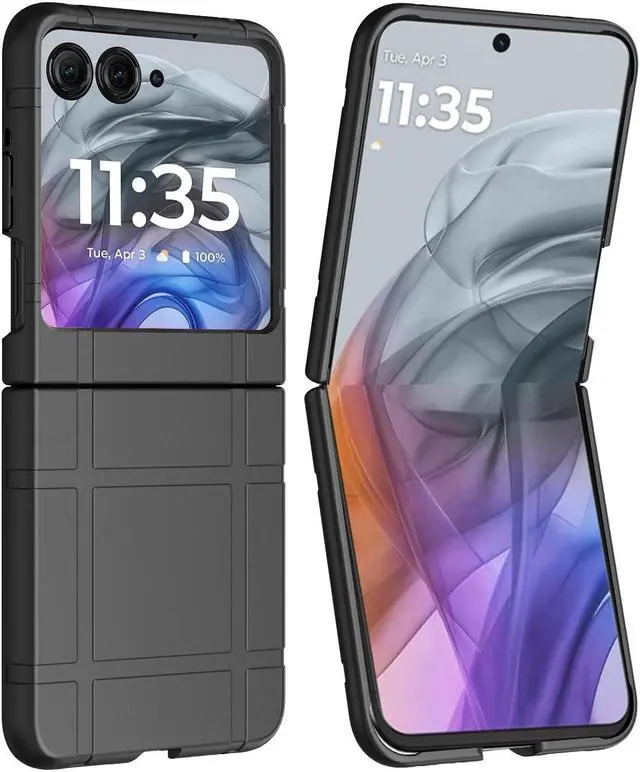 Alt view image 5 of 7 - Textured Hard Case Slim Cover for Motorola RAZR 2024/2025 Flip Phone - Black
