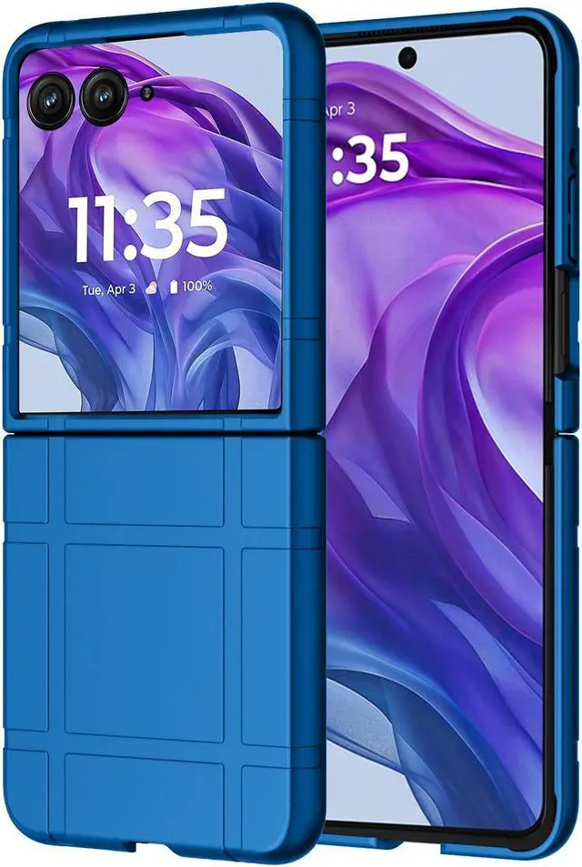 Alt view image 2 of 7 - Textured Hard Case Slim Cover for Motorola RAZR+ 2024/2025 (RAZR PLUS) - Blue