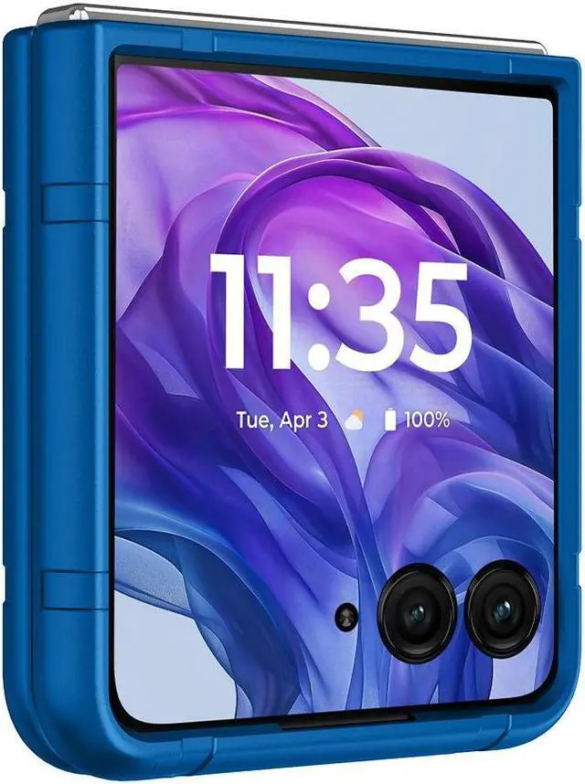 Alt view image 6 of 7 - Textured Hard Case Slim Cover for Motorola RAZR+ 2024/2025 (RAZR PLUS) - Blue