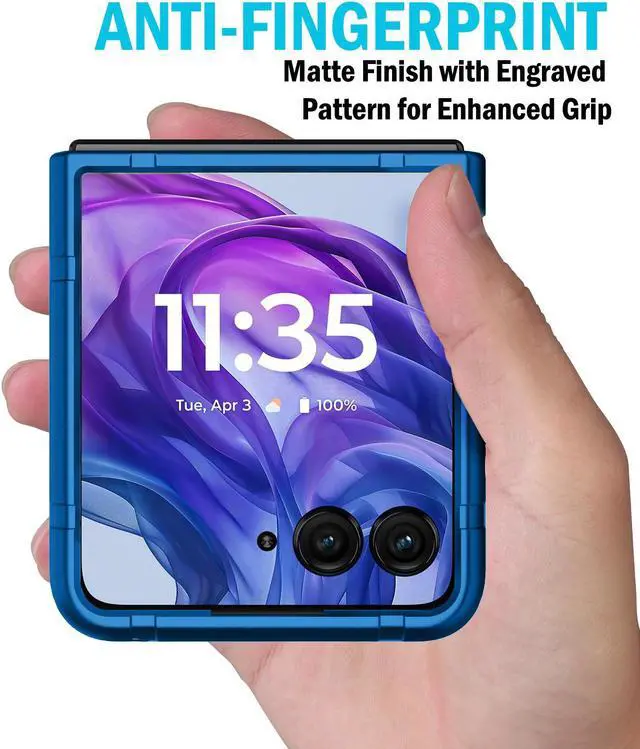 Alt view image 4 of 7 - Textured Hard Case Slim Cover for Motorola RAZR+ 2024/2025 (RAZR PLUS) - Blue