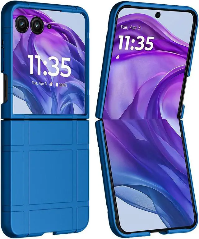 Alt view image 5 of 7 - Textured Hard Case Slim Cover for Motorola RAZR+ 2024/2025 (RAZR PLUS) - Blue