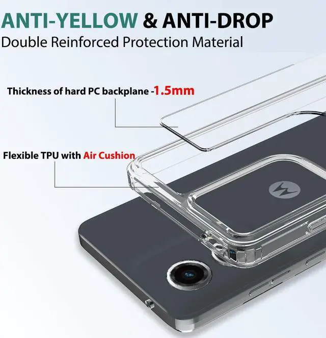 Alt view image 4 of 6 - AquaFlex Anti-Shock Clear Case Slim Cover for Motorola Moto G Stylus 5G (2024)