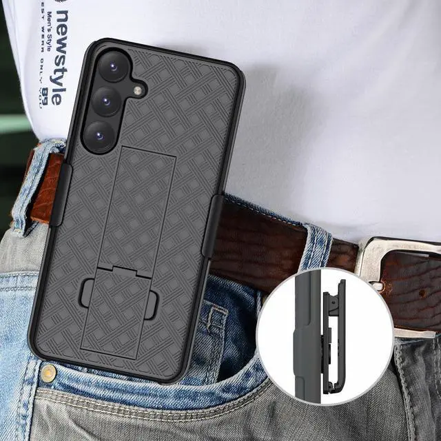 Alt view image 7 of 7 - Slim Case and Belt Clip Holster Combo for Samsung Galaxy S25 Plus 5G - Black