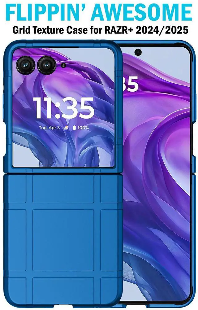Alt view image 3 of 7 - Textured Hard Case Slim Cover for Motorola RAZR+ 2024/2025 (RAZR PLUS) - Blue