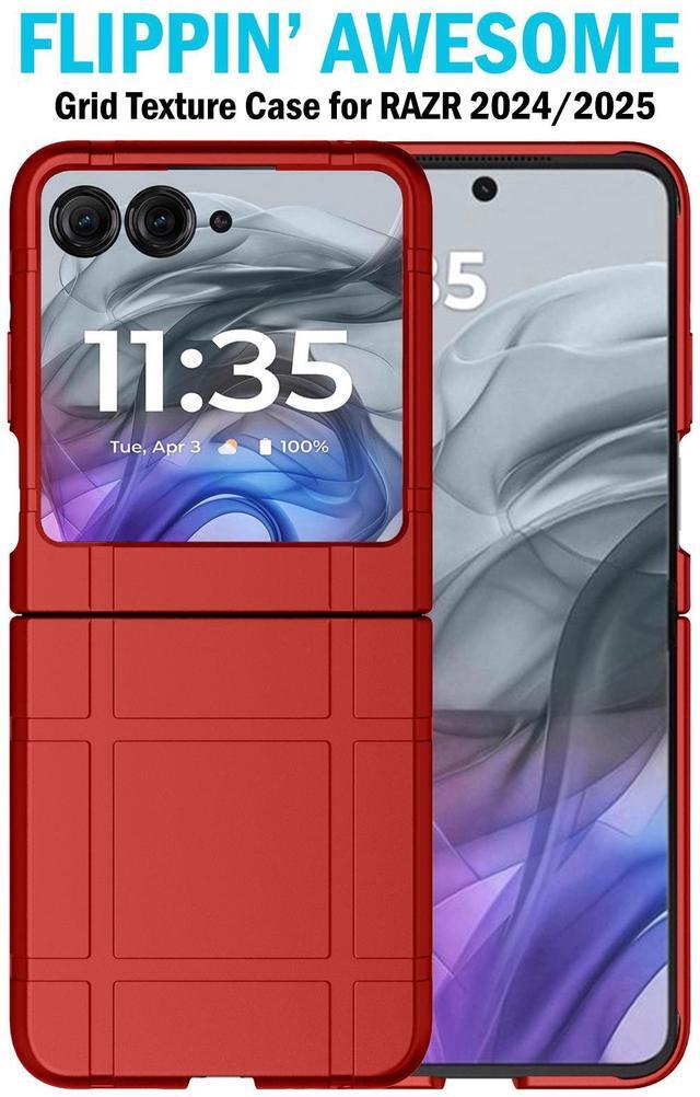 Alt view image 3 of 7 - Textured Hard Case Slim Cover for Motorola RAZR 2024/2025 - Bold Red