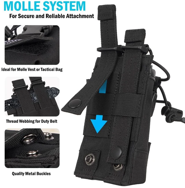 Alt view image 3 of 7 - Tactical Molle Radio Holster Holder Case Pouch Bag for Two Way Walkie Talkies