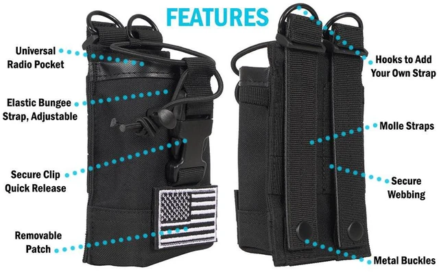 Alt view image 7 of 7 - Tactical Molle Radio Holster Holder Case Pouch Bag for Two Way Walkie Talkies