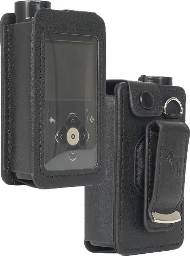 Main image of Black Leather Case with Belt Clip Screen Cover for Medtronic MiniMed 780G 770G
