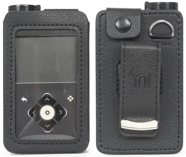 Alt view image 2 of 7 - Black Leather Case with Belt Clip Screen Cover for Medtronic MiniMed 780G 770G