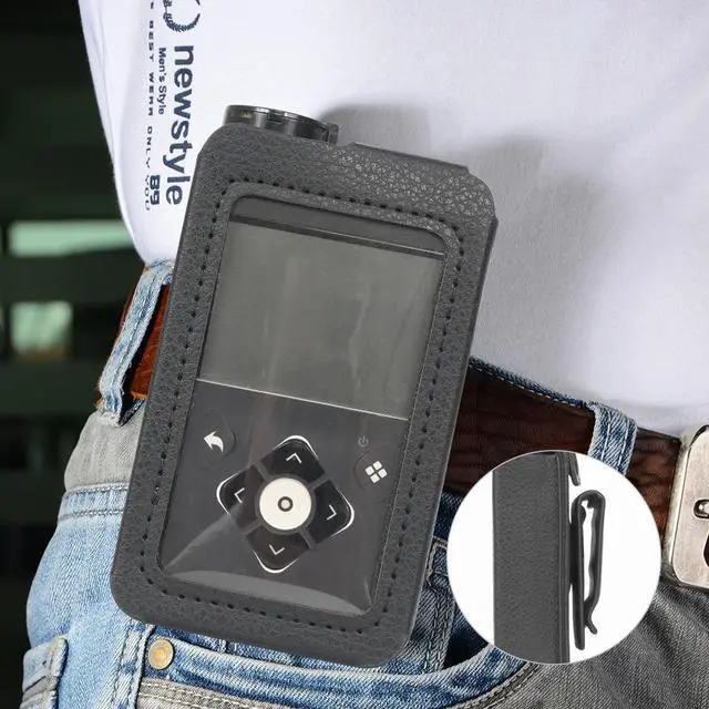 Alt view image 7 of 7 - Black Leather Case with Belt Clip Screen Cover for Medtronic MiniMed 780G 770G