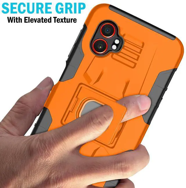 Alt view image 3 of 7 - Rugged Case with Stand Ring Grip for Samsung Galaxy XCover 7 Pro Phone - Orange