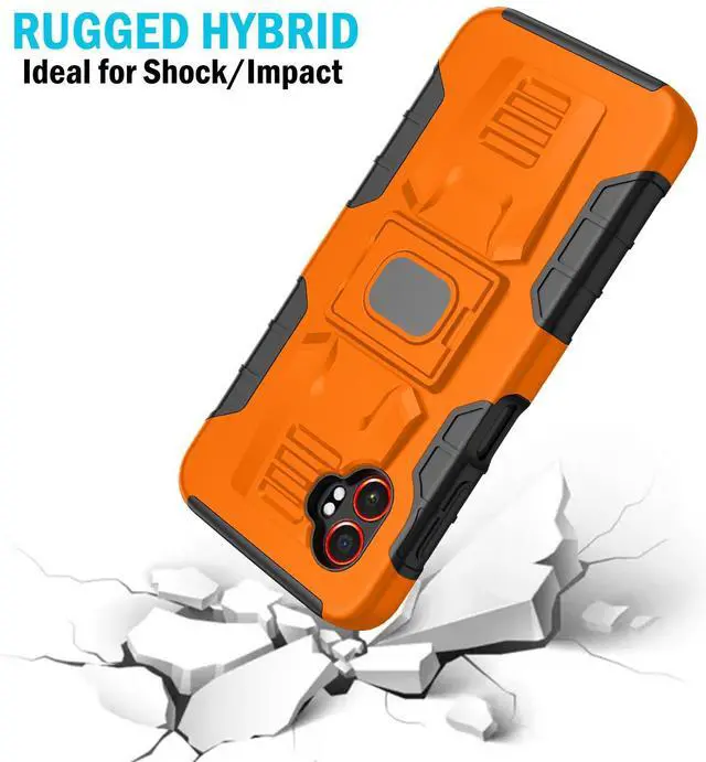 Alt view image 4 of 7 - Rugged Case with Stand Ring Grip for Samsung Galaxy XCover 7 Pro Phone - Orange