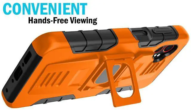 Alt view image 5 of 7 - Rugged Case with Stand Ring Grip for Samsung Galaxy XCover 7 Pro Phone - Orange