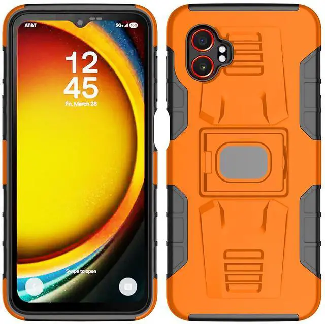 Alt view image 2 of 7 - Rugged Case with Stand Ring Grip for Samsung Galaxy XCover 7 Pro Phone - Orange