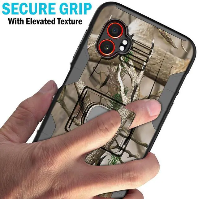 Alt view image 3 of 7 - Rugged Case with Stand Ring Grip for Samsung Galaxy XCover 7 Pro Phone - Camo