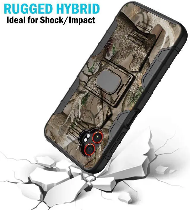 Alt view image 4 of 7 - Rugged Case with Stand Ring Grip for Samsung Galaxy XCover 7 Pro Phone - Camo