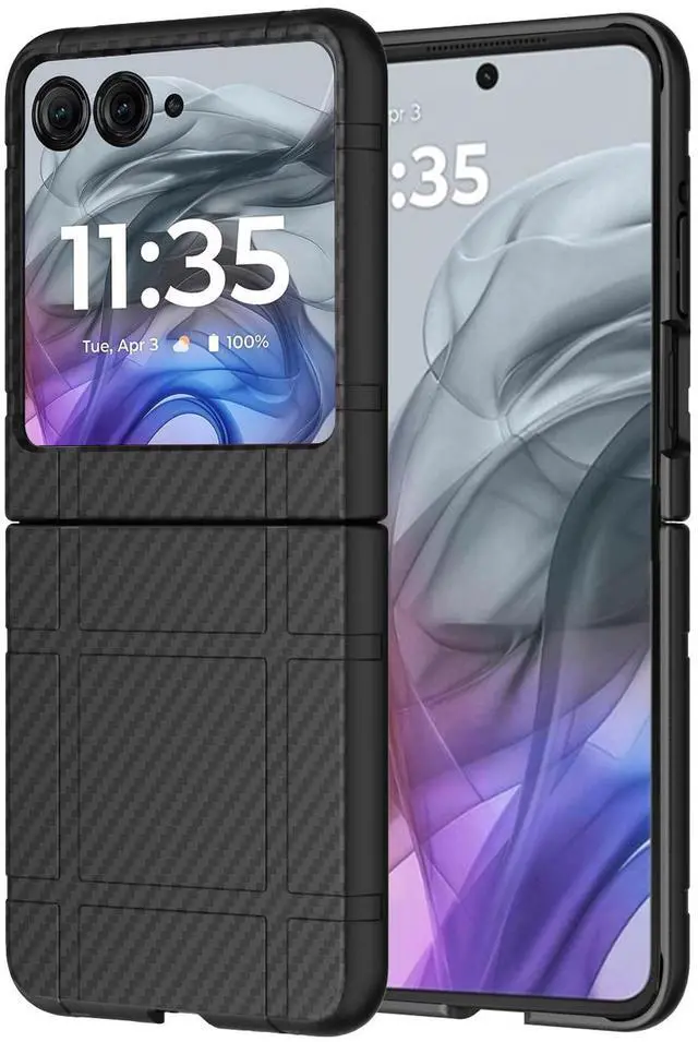 Alt view image 2 of 7 - Hard Case Slim Cover for Motorola RAZR 2024/2025 - Black Carbon Fiber