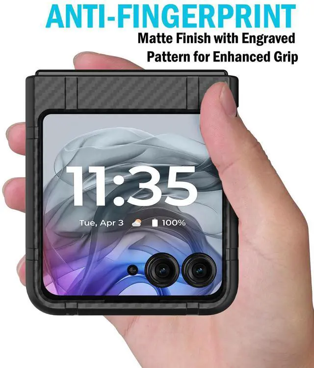 Alt view image 4 of 7 - Hard Case Slim Cover for Motorola RAZR 2024/2025 - Black Carbon Fiber