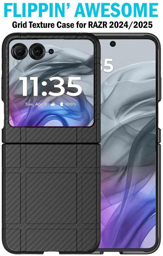 Alt view image 3 of 7 - Hard Case Slim Cover for Motorola RAZR 2024/2025 - Black Carbon Fiber