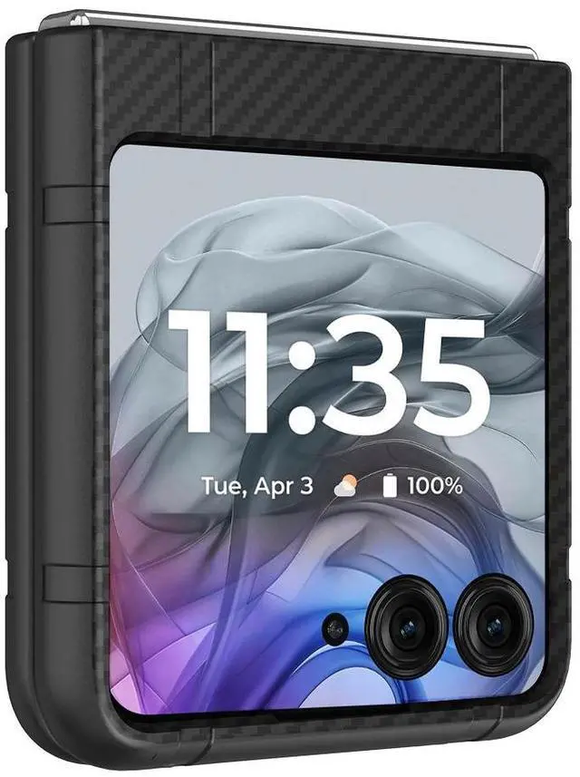 Alt view image 6 of 7 - Hard Case Slim Cover for Motorola RAZR 2024/2025 - Black Carbon Fiber