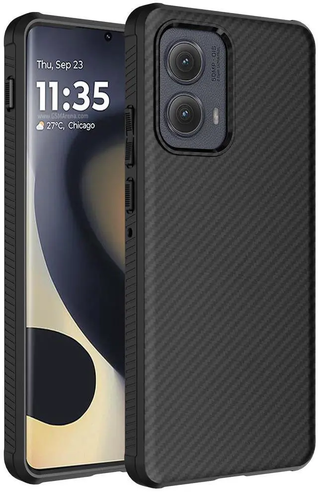 Main image of Case for Motorola Edge 2024 Phone - Black Carbon Fiber (Compatible with MagSafe)