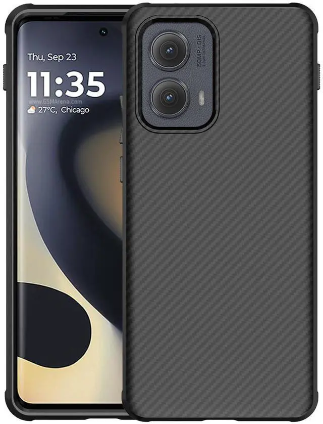 Alt view image 2 of 7 - Case for Motorola Edge 2024 Phone - Black Carbon Fiber (Compatible with MagSafe)