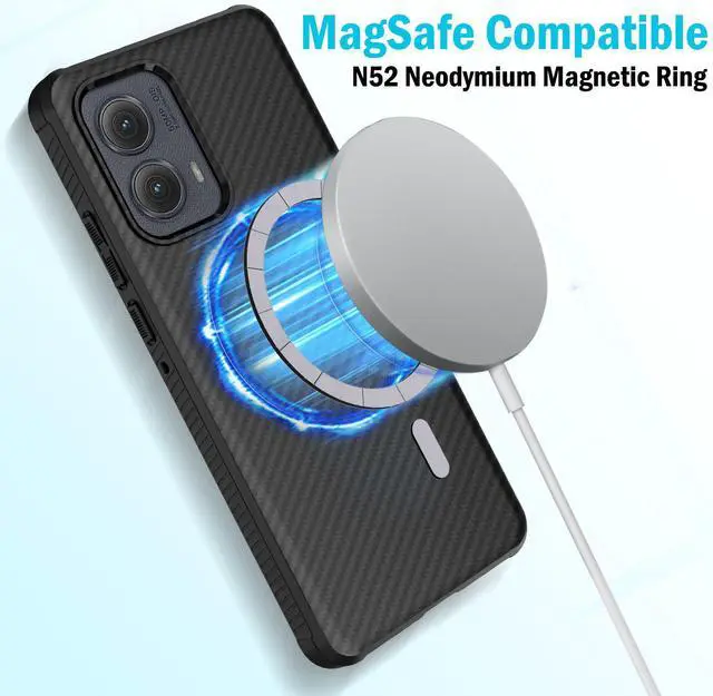 Alt view image 3 of 7 - Case for Motorola Edge 2024 Phone - Black Carbon Fiber (Compatible with MagSafe)