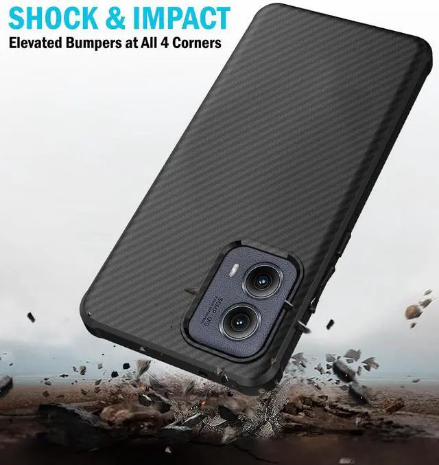 Alt view image 4 of 7 - Case for Motorola Edge 2024 Phone - Black Carbon Fiber (Compatible with MagSafe)