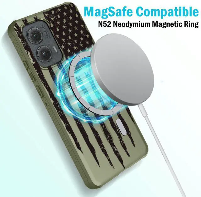 Alt view image 3 of 7 - Case for Motorola Edge 2024 Phone - Army Green USA Flag, Compatible with MagSafe