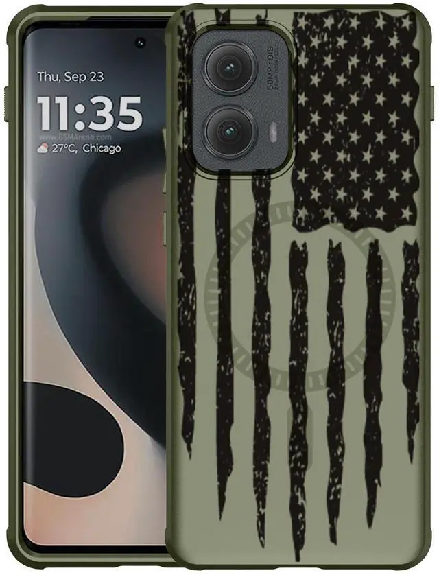 Alt view image 2 of 7 - Case for Motorola Edge 2024 Phone - Army Green USA Flag, Compatible with MagSafe
