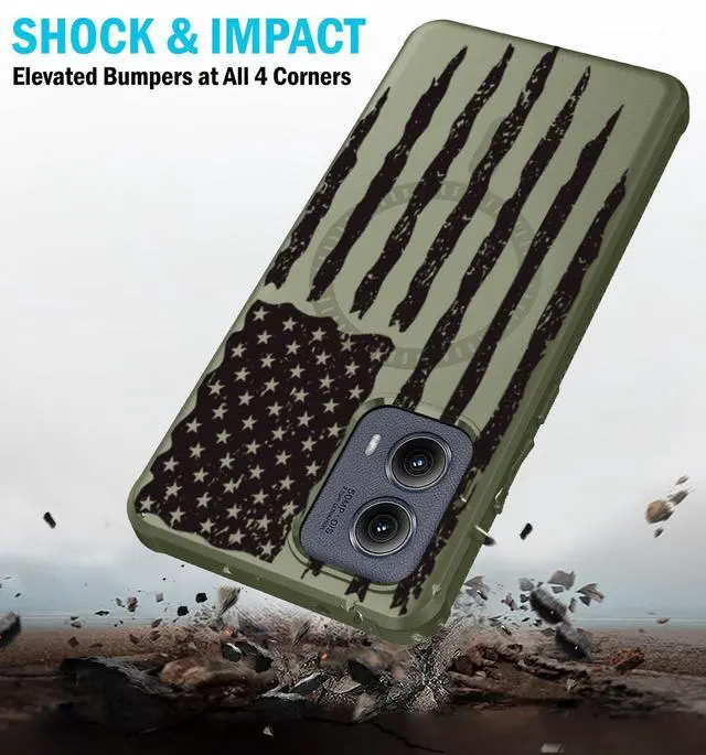 Alt view image 4 of 7 - Case for Motorola Edge 2024 Phone - Army Green USA Flag, Compatible with MagSafe