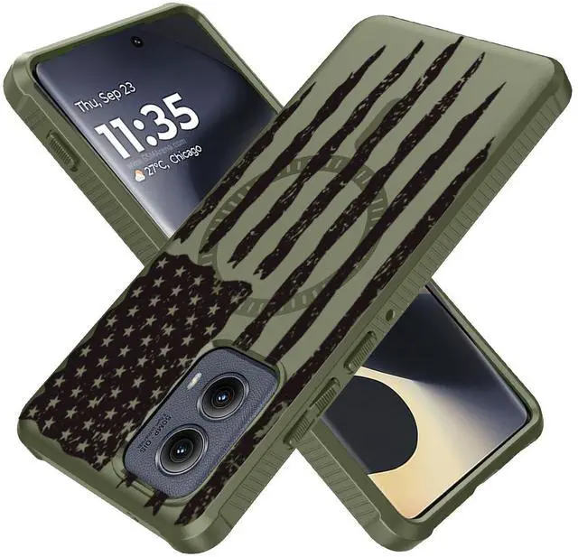 Alt view image 6 of 7 - Case for Motorola Edge 2024 Phone - Army Green USA Flag, Compatible with MagSafe