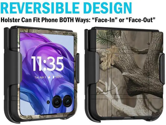 Alt view image 4 of 7 - Hard Case and Belt Clip Holster for Motorola RAZR+ 2024/2025 (RAZR PLUS) - Camo