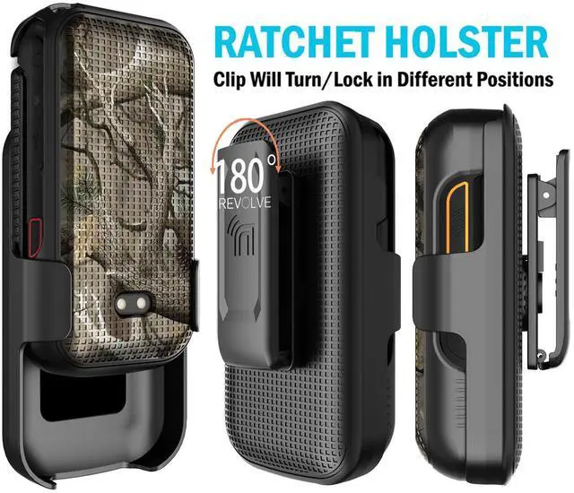 Alt view image 3 of 7 - Hard Case and Belt Clip Holster for Sonim XP3 Plus 5G XP3plus X320 - Bush Camo
