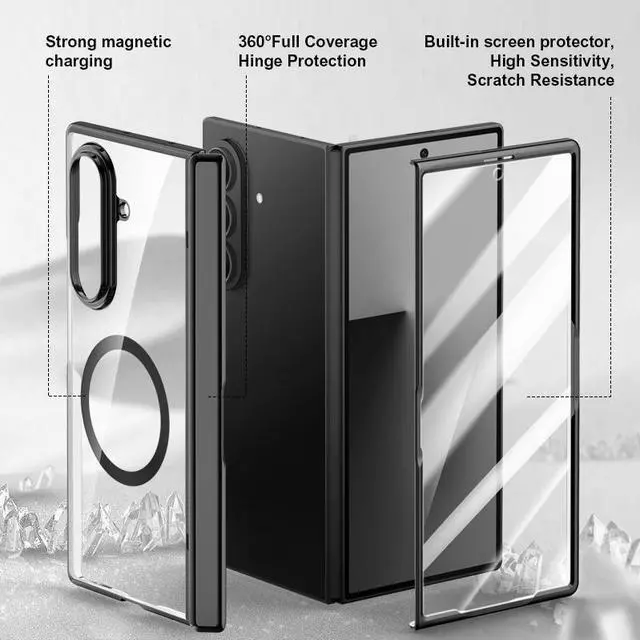 Alt view image 3 of 7 - Screen Protect Case for Samsung Galaxy Z Fold 7 - Compatible with MagSafe, Black